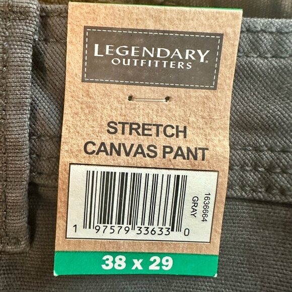 Legendary Outfitters Stretch Canvas Pants Men's Size 38X29 Gray Relaxed Fit - Picture 5 of 12